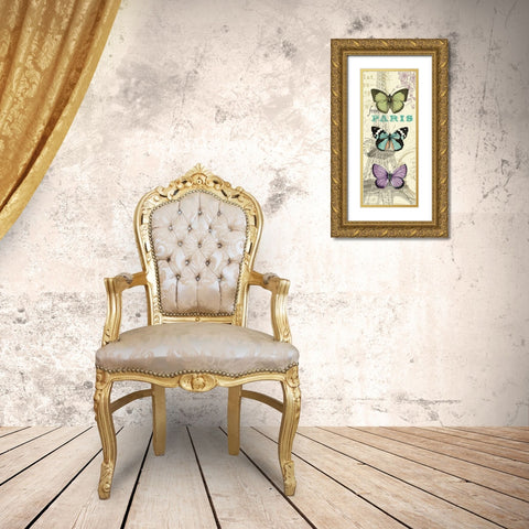 Air Mail Butterfly Panel I Gold Ornate Wood Framed Art Print with Double Matting by Pelletier, Alain