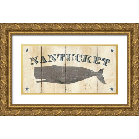 Nantucket Whale Gold Ornate Wood Framed Art Print with Double Matting by Tillmon, Avery