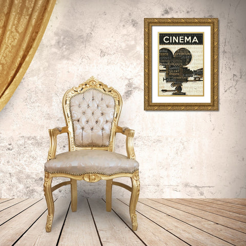Cinema I Gold Ornate Wood Framed Art Print with Double Matting by Pela Studio