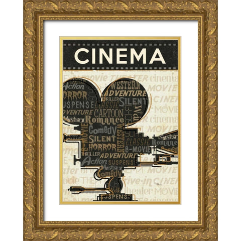 Cinema I Gold Ornate Wood Framed Art Print with Double Matting by Pela Studio