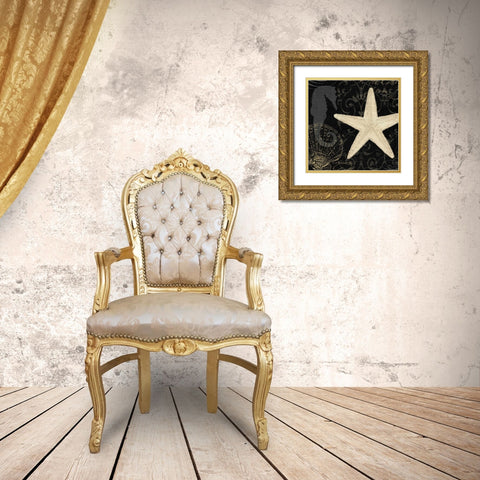 Coastal Moonlight I Gold Ornate Wood Framed Art Print with Double Matting by Pela Studio