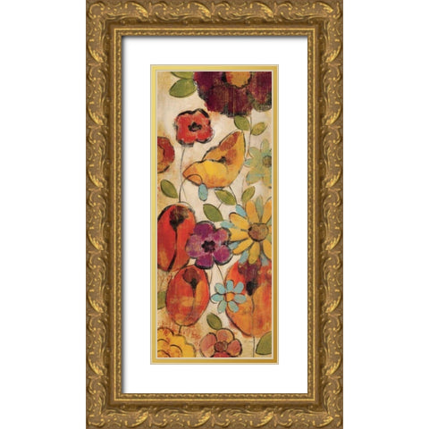 Floral Sketches on Linen II Gold Ornate Wood Framed Art Print with Double Matting by Vassileva, Silvia