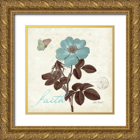Touch of Blue II - Faith Gold Ornate Wood Framed Art Print with Double Matting by Pertiet, Katie