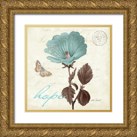 Touch of Blue III - Hope Gold Ornate Wood Framed Art Print with Double Matting by Pertiet, Katie