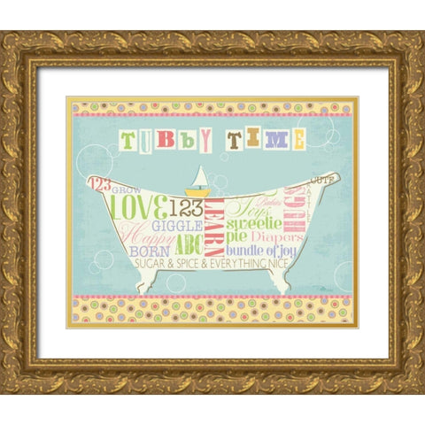 Tubby Time I Gold Ornate Wood Framed Art Print with Double Matting by Pela Studio