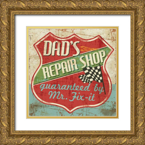 Mancace IV -  Dads Repair Shop Gold Ornate Wood Framed Art Print with Double Matting by Pela Studio