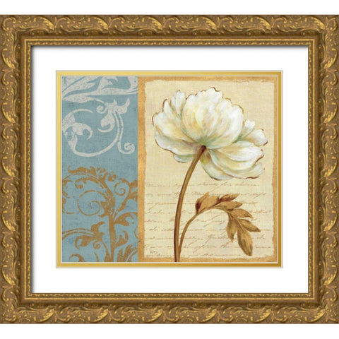 White Beauty I Gold Ornate Wood Framed Art Print with Double Matting by Charron, Veronique