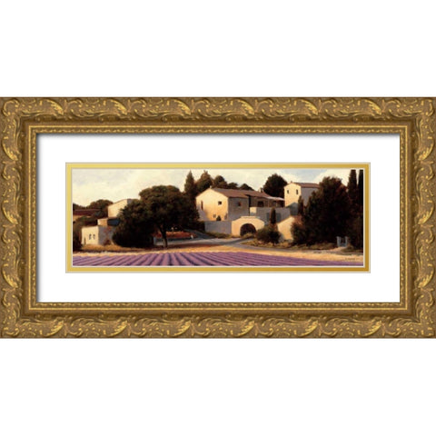 Lavender Fields Panel I Crop Gold Ornate Wood Framed Art Print with Double Matting by Wiens, James