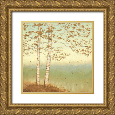 Golden Birch I with Blue Sky Gold Ornate Wood Framed Art Print with Double Matting by Wiens, James