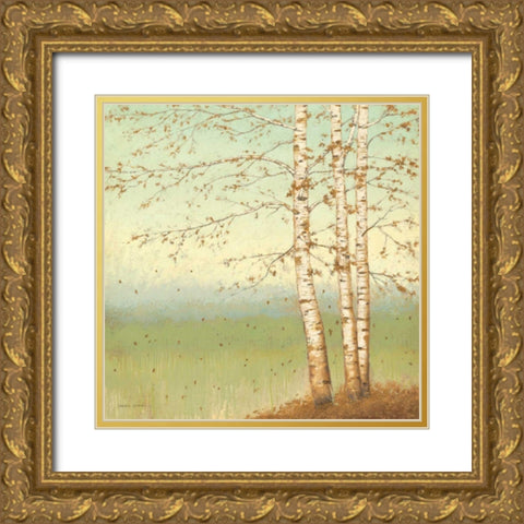 Golden Birch II with Blue Sky Gold Ornate Wood Framed Art Print with Double Matting by Wiens, James