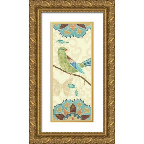 Eastern Tales Bird Panel II Gold Ornate Wood Framed Art Print with Double Matting by Brissonnet, Daphne