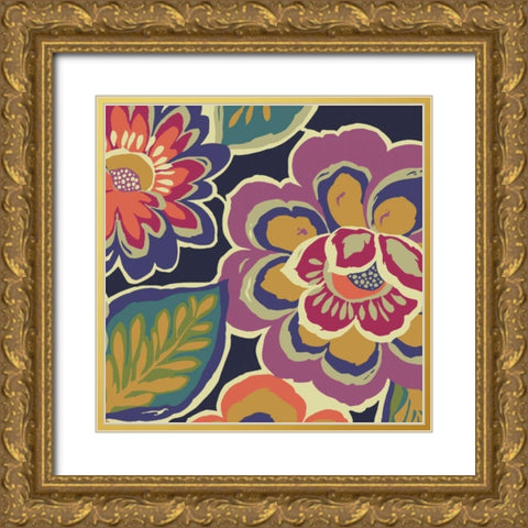 Floral Assortment Square II Gold Ornate Wood Framed Art Print with Double Matting by Wild Apple Portfolio