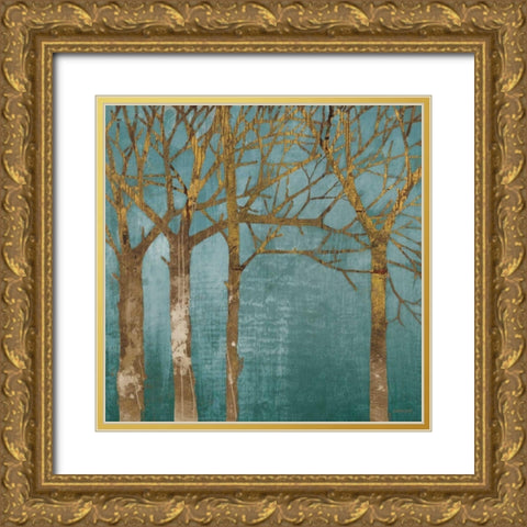 Golden Day Turquoise Gold Ornate Wood Framed Art Print with Double Matting by Lovell, Kathrine