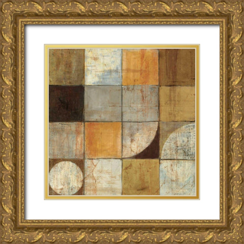 Tango Square I Neutral Gold Ornate Wood Framed Art Print with Double Matting by Schick, Mike