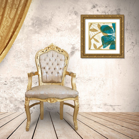 Floral Burst Square I Gold Ornate Wood Framed Art Print with Double Matting by Mullan, Michael