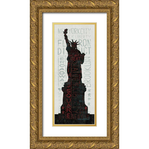 Statue of Liberty - Red  Gold Ornate Wood Framed Art Print with Double Matting by Mullan, Michael