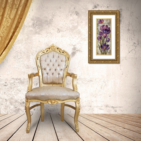 Royal Purple Tulips I Gold Ornate Wood Framed Art Print with Double Matting by Vassileva, Silvia