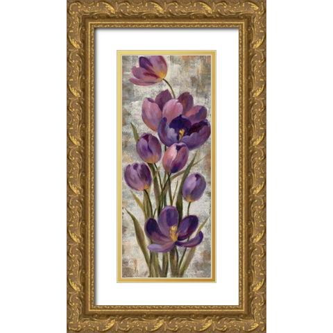Royal Purple Tulips I Gold Ornate Wood Framed Art Print with Double Matting by Vassileva, Silvia