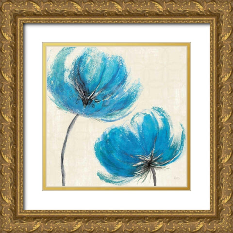 Azure III Gold Ornate Wood Framed Art Print with Double Matting by Charron, Veronique