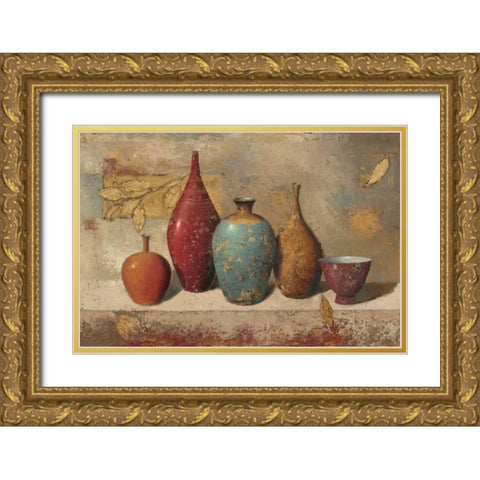 Leaves and Vessels Gold Ornate Wood Framed Art Print with Double Matting by Wiens, James