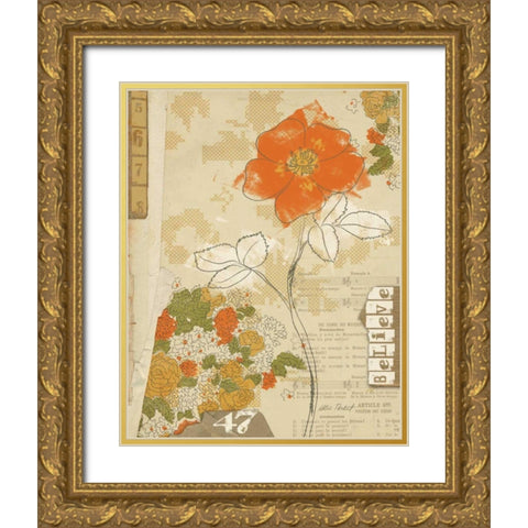 Collaged Botanicals I Gold Ornate Wood Framed Art Print with Double Matting by Pertiet, Katie