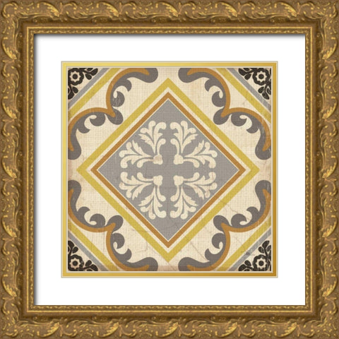 Golden Glow Square VII Gold Ornate Wood Framed Art Print with Double Matting by Pela Studio