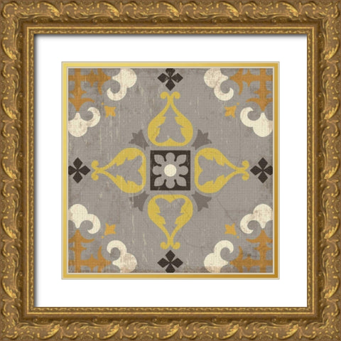 Golden Glow Square VIII Gold Ornate Wood Framed Art Print with Double Matting by Pela Studio
