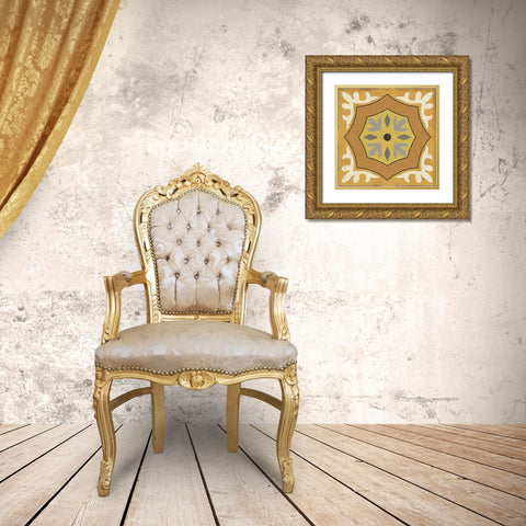 Golden Glow Square XII Gold Ornate Wood Framed Art Print with Double Matting by Pela Studio
