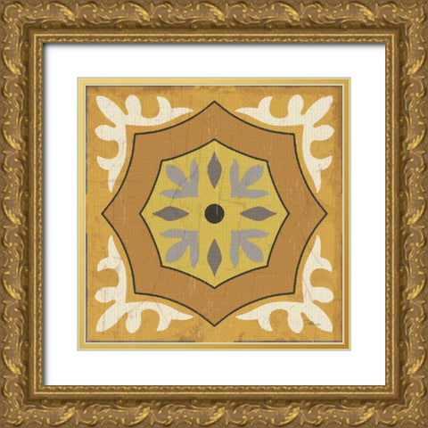 Golden Glow Square XII Gold Ornate Wood Framed Art Print with Double Matting by Pela Studio