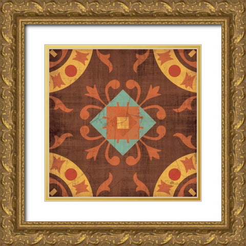 From India Square III Gold Ornate Wood Framed Art Print with Double Matting by Pela Studio