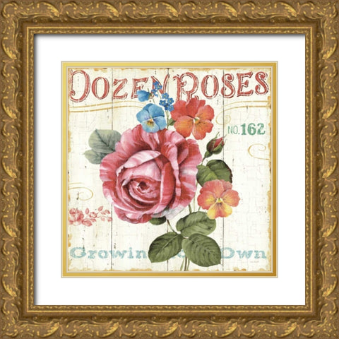 Rose Garden II Gold Ornate Wood Framed Art Print with Double Matting by Audit, Lisa