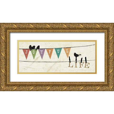 Happy Words II Gold Ornate Wood Framed Art Print with Double Matting by Pela