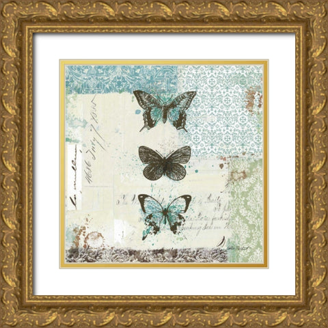 Bees n Butterflies No. 2 Gold Ornate Wood Framed Art Print with Double Matting by Pertiet, Katie