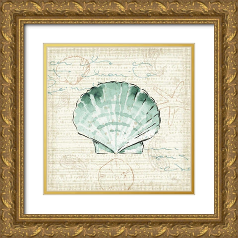 Ocean Prints II Gold Ornate Wood Framed Art Print with Double Matting by Pela Studio