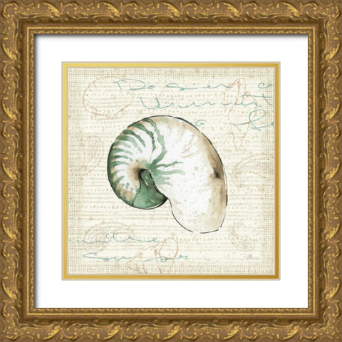 Ocean Prints III Gold Ornate Wood Framed Art Print with Double Matting by Pela Studio