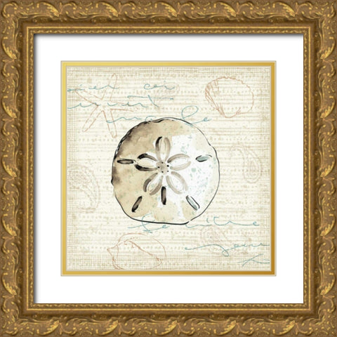 Ocean Prints IV Gold Ornate Wood Framed Art Print with Double Matting by Pela Studio