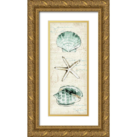 Ocean Prints V Gold Ornate Wood Framed Art Print with Double Matting by Pela Studio