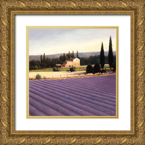 Lavender Fields II Crop Gold Ornate Wood Framed Art Print with Double Matting by Wiens, James