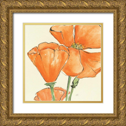 Sunshine Poppy III Gold Ornate Wood Framed Art Print with Double Matting by Paschke, Chris