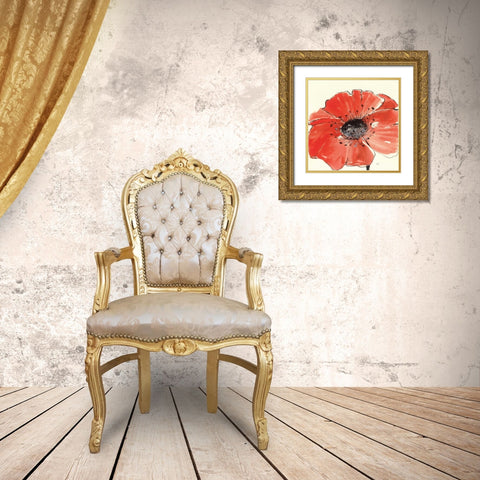Spring Poppy IV Gold Ornate Wood Framed Art Print with Double Matting by Paschke, Chris