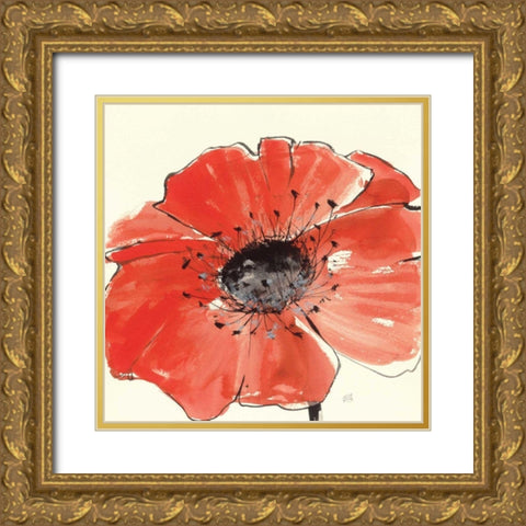 Spring Poppy IV Gold Ornate Wood Framed Art Print with Double Matting by Paschke, Chris