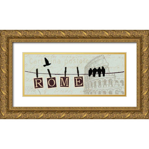 Migration IV Gold Ornate Wood Framed Art Print with Double Matting by Pela