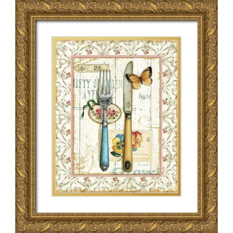 Rose Garden Utensils I Gold Ornate Wood Framed Art Print with Double Matting by Audit, Lisa