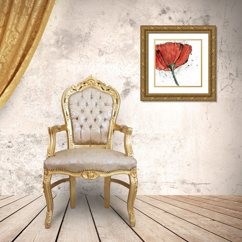 Not a California Poppy on White I Gold Ornate Wood Framed Art Print with Double Matting by Paschke, Chris