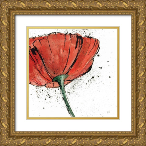 Not a California Poppy on White I Gold Ornate Wood Framed Art Print with Double Matting by Paschke, Chris