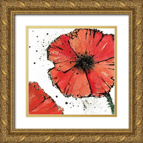 Not a California Poppy on White IV Gold Ornate Wood Framed Art Print with Double Matting by Paschke, Chris