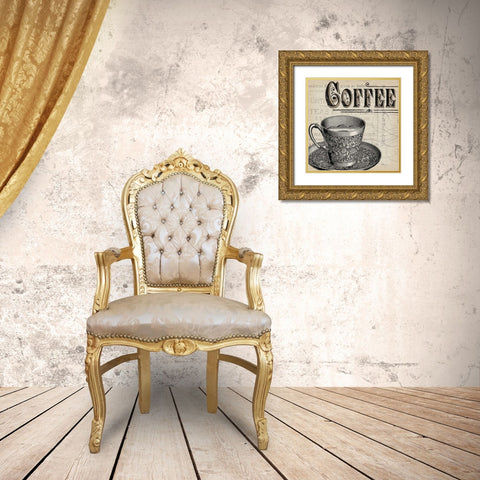 Antique Cafe no Border Gold Ornate Wood Framed Art Print with Double Matting by Pela Studio