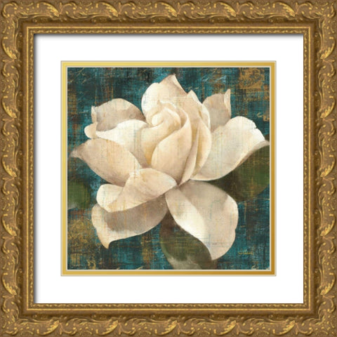 Gardenia Blossom Gold Ornate Wood Framed Art Print with Double Matting by Hristova, Albena