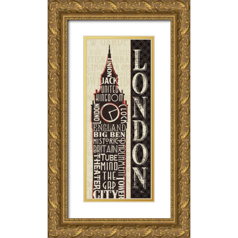 City Words II Gold Ornate Wood Framed Art Print with Double Matting by Pela Studio