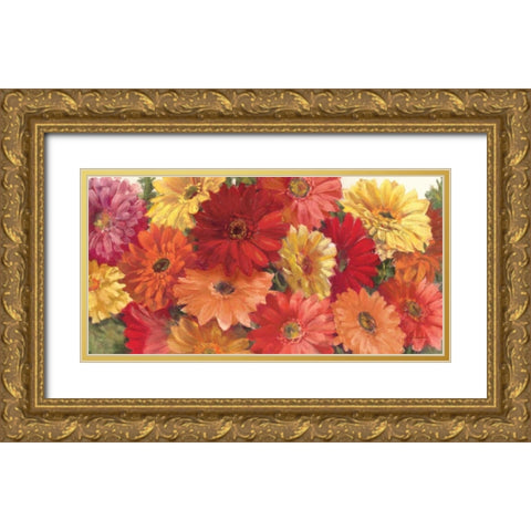 Bountiful Gerberas Crop Gold Ornate Wood Framed Art Print with Double Matting by Rowan, Carol